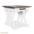 Modern Farmhouse Square Dining Table With Wooden Top White X Legs And Drawer