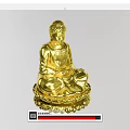 Golden Sitting Buddha Sculpture Carving With Smooth Surface And Lotus Base