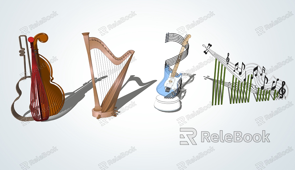 Modern City Sculpture Musical Instruments Music Notes Sculpture model