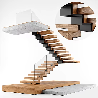 Modern Stairs Wooden Stairs 3d model