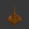 Orange Low Poly Ray 3D Model Aquatic Animal With Smooth Edges And Vivid Color