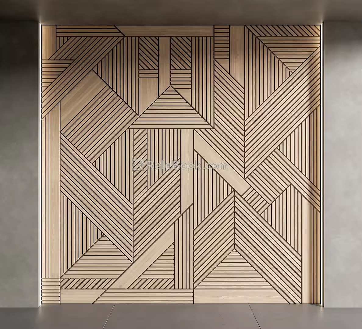 Modern background wall wood veneer background wall 3d model