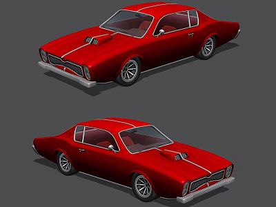 Red Vintage Sports Car With Two Angle Views Classic Design And Shiny Exterior 3d model