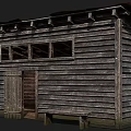 Old Style Wooden Building With Wooden Walls Roof Beams Door Window And Bench