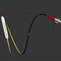 Medical Catheter With White Body Black Component Yellow Flexible Cable And Red Silver Tip