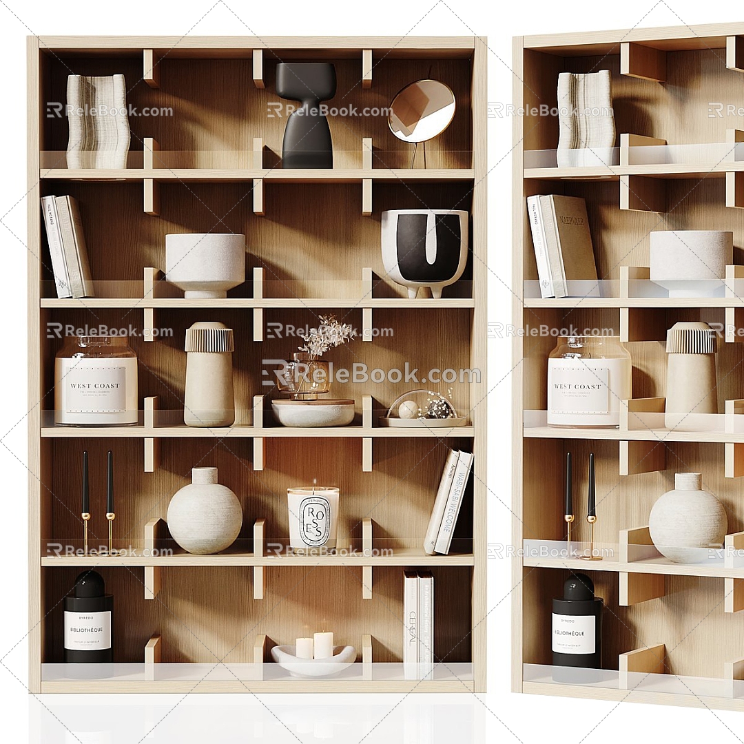 Bookcase Decorative Cabinet Solid Wood Cabinet Solid Wood Decorative Cabinet Solid Wood Bookcase 3d model