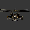 Golden Metallic Helicopter Model With Rotor Blades And Mechanical Structure Display Design