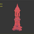 Ornate Blue Decorative Column with Classical Spire and Statues on Detailed Base 3d model