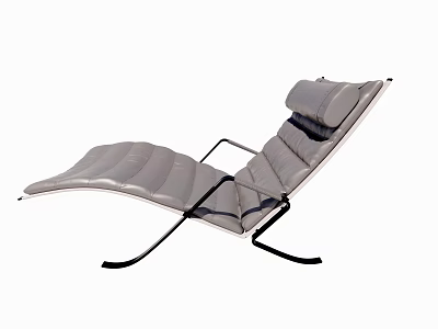 Modern Gray Padded Lounge Chair With Metal Frame And Comfortable Design 3d model