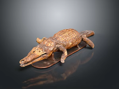 Realistic Crocodile Statue With Textured Scaly Skin In Lying Position For Home Decoration 3d model