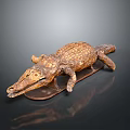 Realistic Crocodile Statue With Textured Scaly Skin In Lying Position For Home Decoration