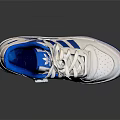 White And Blue Sports Shoes With Striped Design And Lace Up Closure