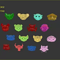 Various Cartoon Animal Heads With Different Colors Features And Unique Details