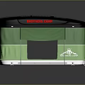 Green Black Camping Tent with Northen Camp Logo Green Awning and Silver Base Support Structure