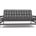 Modern Black Tufted Multi-seater Sofa with Wooden Frame and Buttoned Backrest 3d model