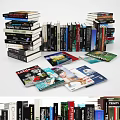 Stacked Books And Magazines Display With Various Colorful Covers And Designs