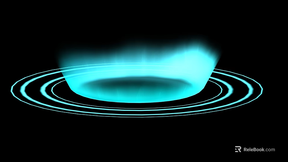 Digital Abstract Glowing Blue Halo With Concentric Circles On Black Background 3d model 