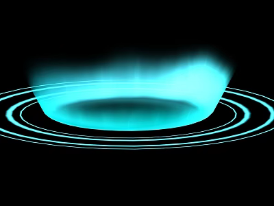 Digital Abstract Glowing Blue Halo With Concentric Circles On Black Background 3d model