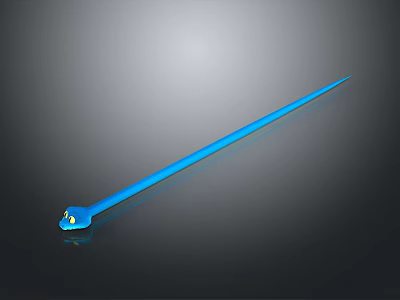 Blue Snake With Slender Body And Yellow Eyes On Dark Background 3d model