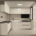 Modern Kitchen Interior Design With White Cabinets Countertop Sink Faucet And Microwave