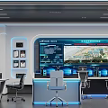 Hi Tech Monitoring Room With World Map And Equipment