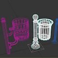Outdoor Trash Cans with Various Metal Designs Stands and Color Options