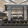 Stylish Restaurant Interior Design With Wooden Ceiling Bar Counter And Decorative Plants