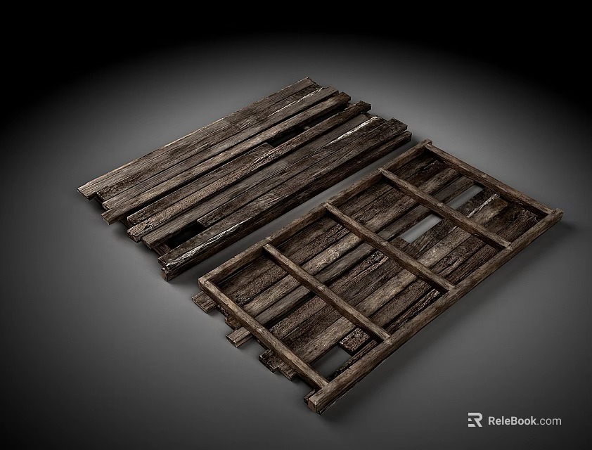 Rustic Wooden Pallets With Natural Stone And Wood Elements For Home Decor 3d model 