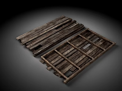 Rustic Wooden Pallets With Natural Stone And Wood Elements For Home Decor 3d model