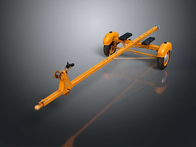 Yellow Utility Trailer Design Featuring Wheels Seats And Metal Frame Structure 3d model