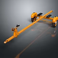 Yellow Utility Trailer Design Featuring Wheels Seats And Metal Frame Structure 3d model