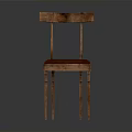 Wooden Chair With Red Leather Seat Solid Back And Sturdy Legs Design