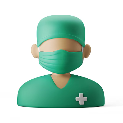 Male Surgeon Wearing Green Surgical Cap Mask And Scrub Suit With White Cross Symbol 3d model
