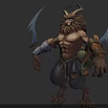 Horned Bearded Muscular Mythical Creature Warrior With Dual Scimitars