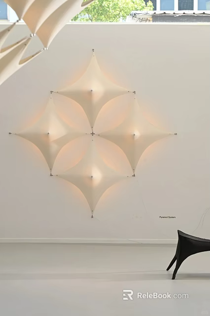 Modern White Geometric Wall Light With Petal Shaped Panels And Soft Lighting Effect 3d model