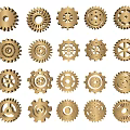 Creative Wooden Gear Wall Decor with Various Intricate Designs Arranged on Wall