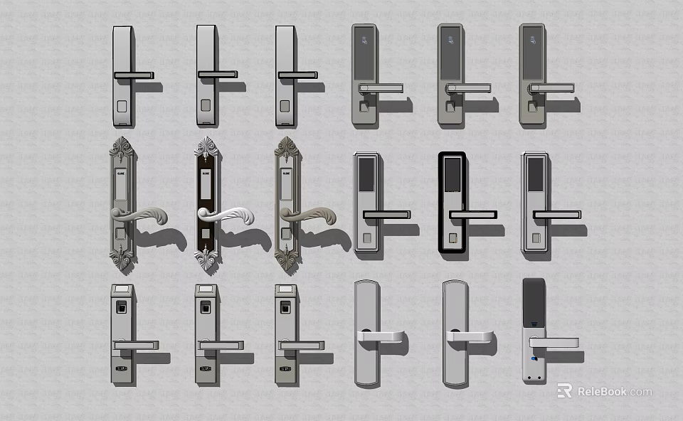 Various Door Handles With Modern And Classic Designs For Home Interior Hardware 3d model 