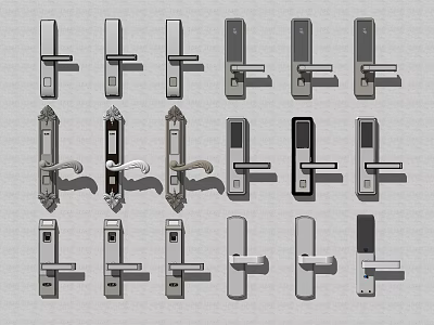Various Door Handles With Modern And Classic Designs For Home Interior Hardware 3d model