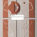 Abstract Geometric Wall Decor With Brown Beige Tones And Abstract Line Art Panels