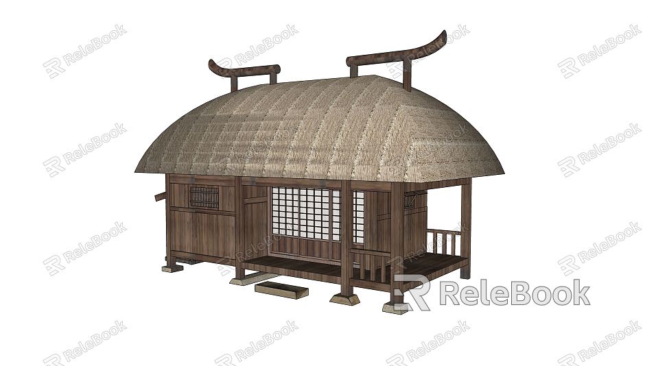 New Chinese Style Thatched House Thatched House Thatched Pavilion Wooden House Farm House model