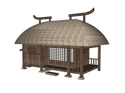 New Chinese Style Thatched House Thatched House Thatched Pavilion Wooden House Farm House model