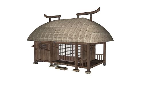 New Chinese Style Thatched House Thatched House Thatched Pavilion Wooden House Farm House 3d model