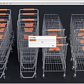 Public Facility Shopping Carts With Metal Frames And Orange Seats For Supermarket