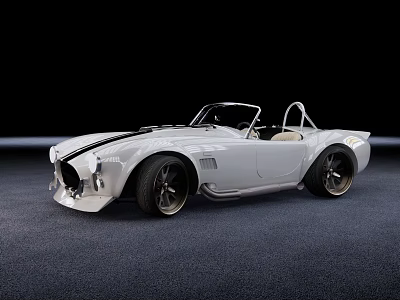 White Convertible Sports Car With Black Racing Stripes And Large Alloy Wheels 3d model
