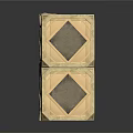Golden Stacked Decorative Cube With Diamond Pattern Textured Surface And Black Circular Top
