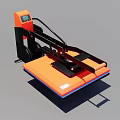 Orange And Black Industrial Heat Press Machine With Digital Display And Flatbed