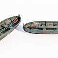 Vintage Wooden Boats With Weathered Wood And Rustic Seats On White Background