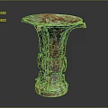 Ancient Chinese Bronze Vessel With Flared Rim Intricate Patterns And Patina
