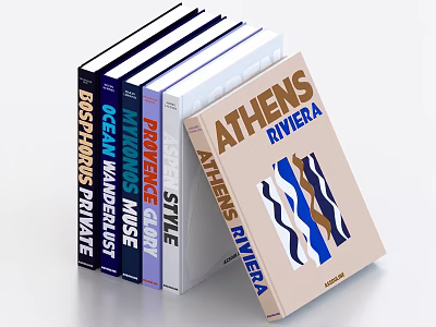 Collection of Diverse Books Featuring Athens Riviera and Style Story with Unique Cover Designs 3d model
