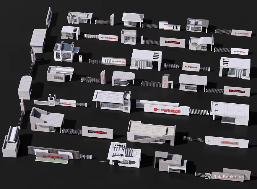 Various Modern Entrance Gate Designs With Unique Structures Decorative Details And Metal Frames 3d model